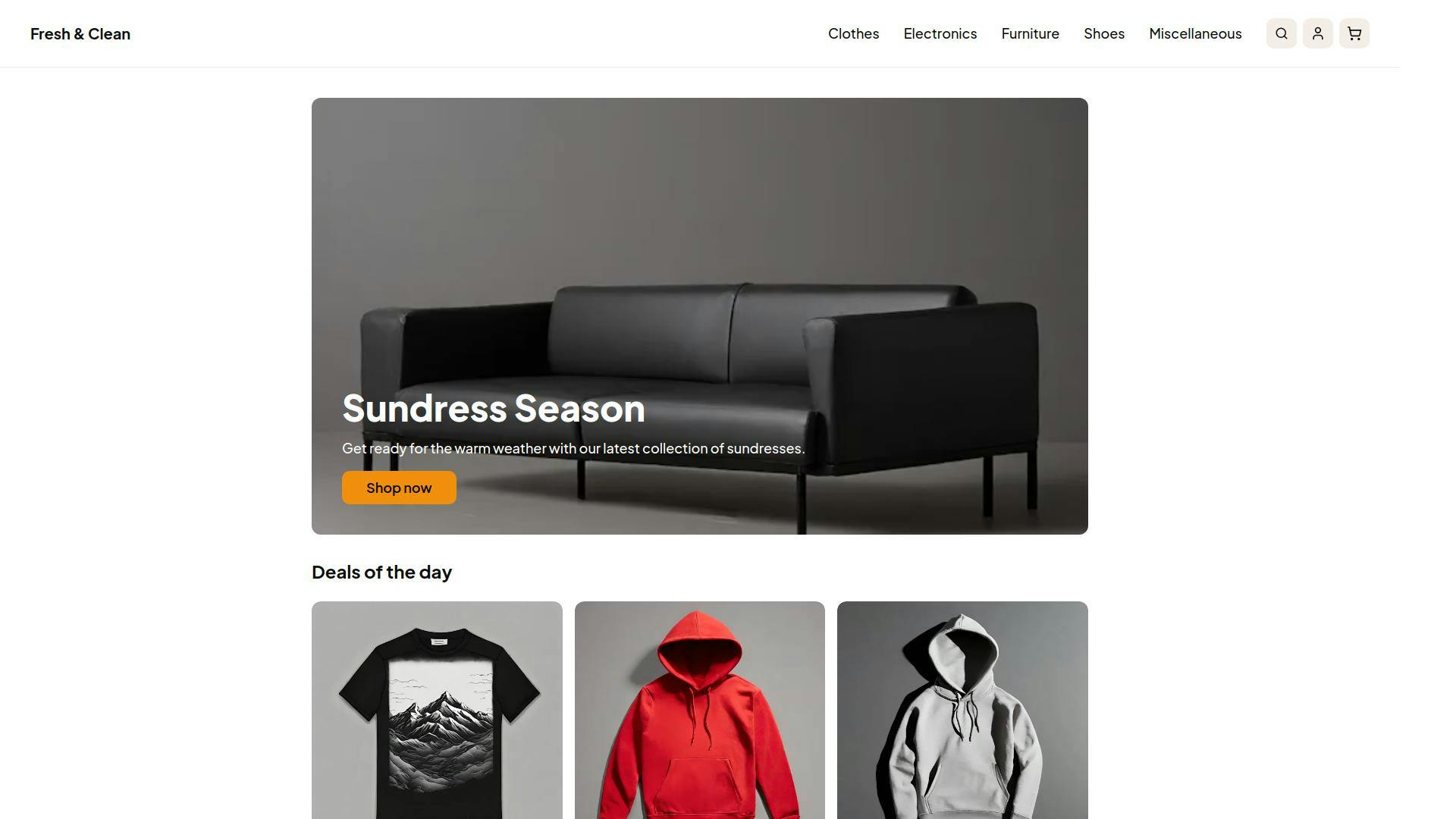 screenshot of ecommerce site